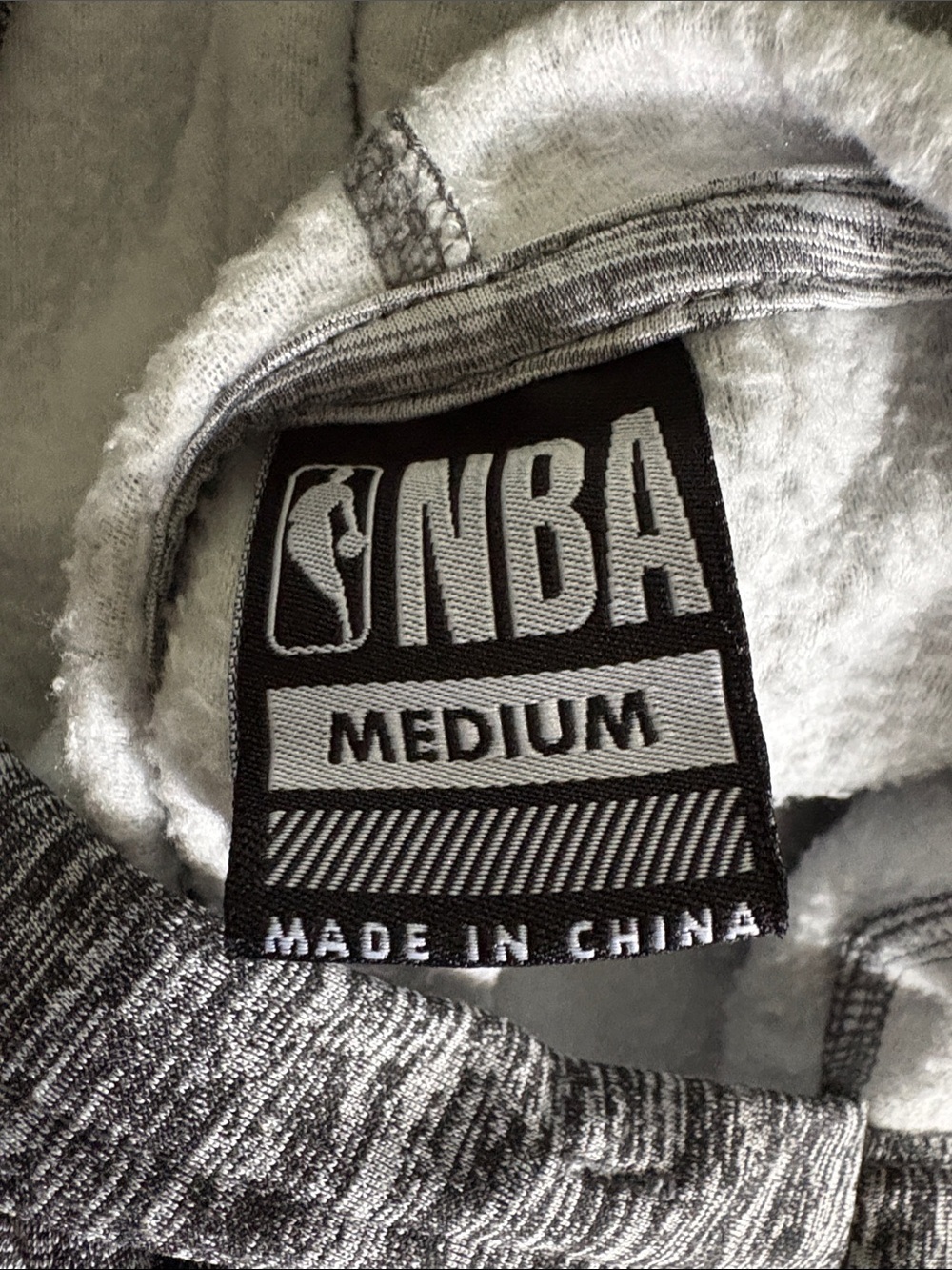 NBA Gray Heather Pullover Hoodie white NBA logo front long sleeve front pocket - Picture 14 of 14